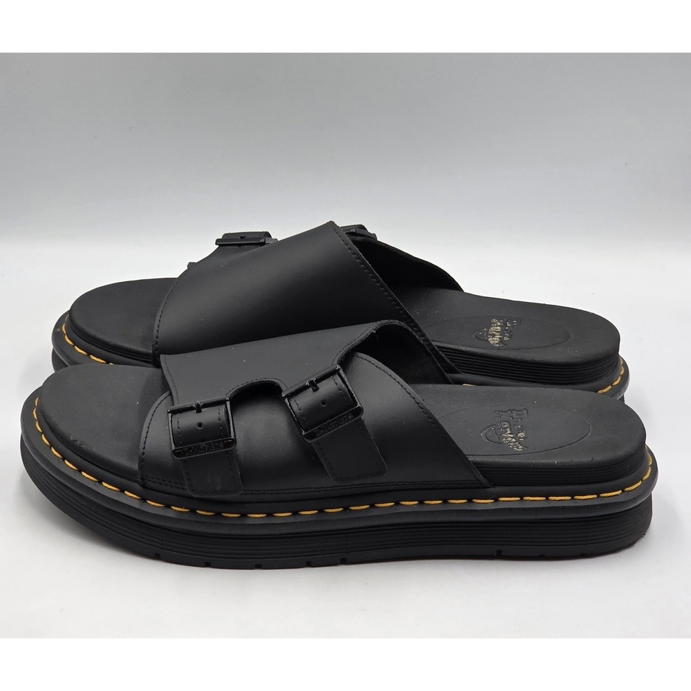 Dr Martens Dax Mens 12 Black Leather Sandals Slides EU 46 UK 11 - Picture 5 of 10
